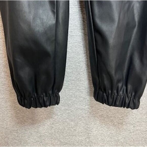 Guess Pants Womens Size Medium Leather Elastic Waist Belted Black High Rise - Picture 11 of 16